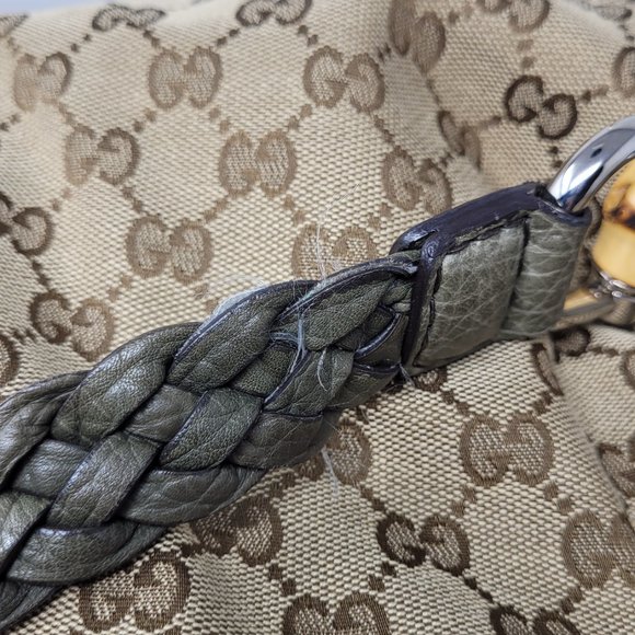 GUCCI Monogram Bamboo Tassel Shoulder Bag - Picture 6 of 14